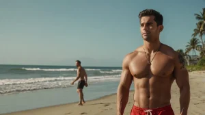 sunga de praia vermelha em homens morenos 2024